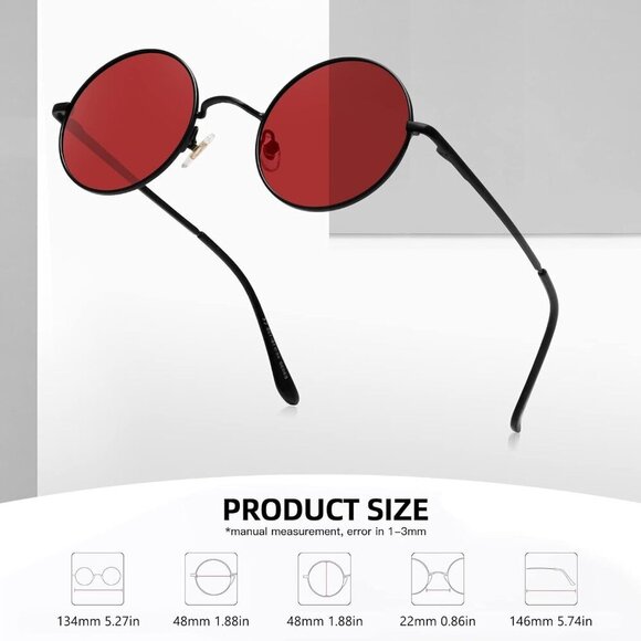 Round Polarized Sunglasses UV400 Women Men Vintage Hippie Style